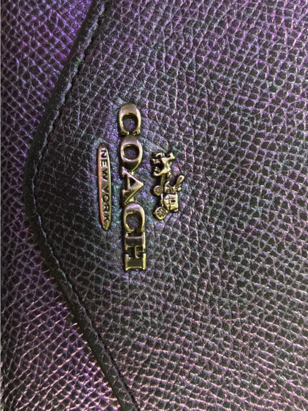 Rare,Coach Iridescent Purple Pebbled Leather Wallet